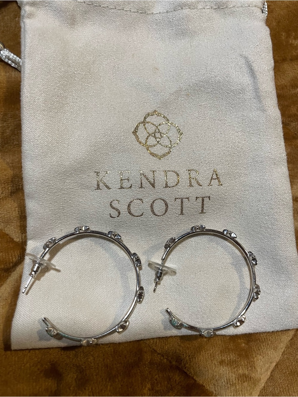 Kendra Scott Sierra Silver Hoop Earrings with Navy Star Accents - Picture 3 of 3